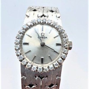 18K White Gold and Diamond Omega Bracelet Watch